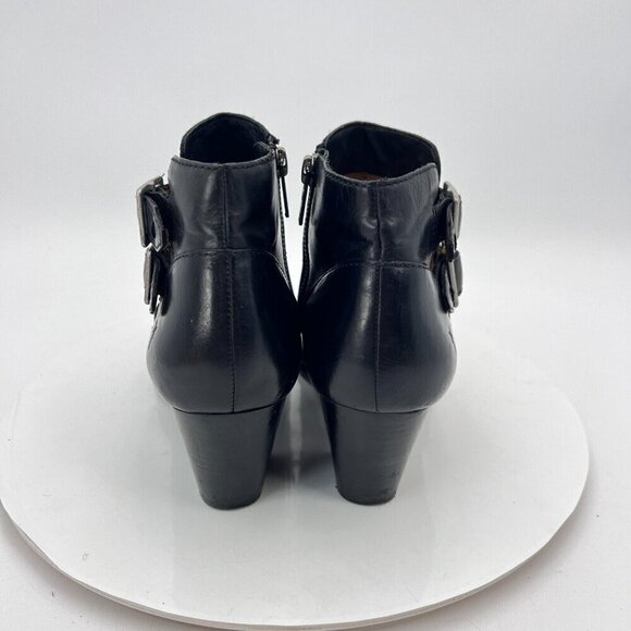 Frye Jennifer Belted Women Size 8M 3476780 BLK Black Leather Side Zip Heel Boot - Picture 5 of 14